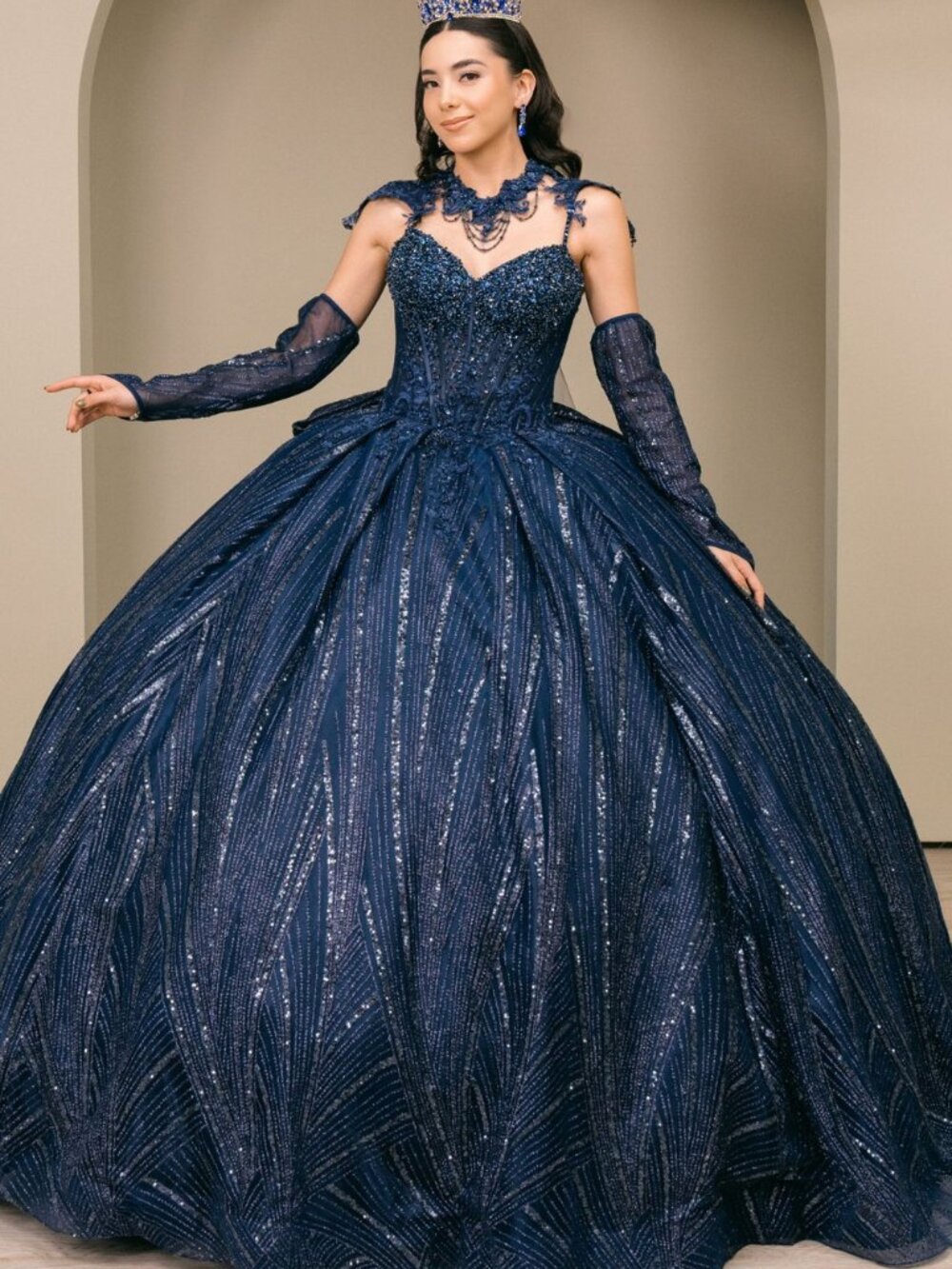 NEW NAVY Sequin & Beaded Evening Gown Floor Length Embellished 8510JQ